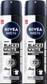 NIVEA MEN Erkek Sprey Deodorant Black&White Invisible Original 150 ml, 72 Saat Anti-perspirant Koruma, Avantajlı Paket,X2 Adet - 1
