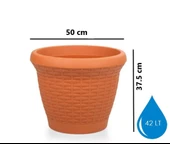 Omnipazar SO-HS06 Plastik Hasır Desenli Saksı 42 lt Kiremit 6 Adet thumbnail 2