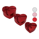 3PCS   KALP  PARLAK RENKLİ - KABARTMA DESEN KARTON HEDİYE KUTUSU KURDELALI  15-18-21CM (5047) - 1