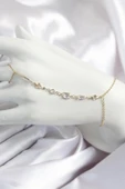 CEYLAN ADAM Pirinç Zirkon Taşlı Y Model Gold Renk Kadın Şahmeran - 1