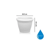 Omnipazar SO-HS01 Plastik Hasır Desenli Saksı 3.3 lt Kirli Beyaz 6 Adet - 2