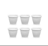 Omnipazar SO-HS01 Plastik Hasır Desenli Saksı 3.3 lt Kirli Beyaz 6 Adet - 1