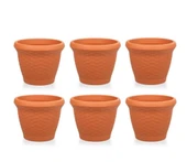 Omnipazar SO-HS06 Plastik Hasır Desenli Saksı 42 lt Kiremit 6 Adet thumbnail 1