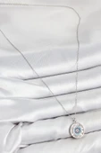 Pirinç Zirkon Taşlı Su Yolu Nazar Model Gümüş Renk Kadın Kolye - EBJ250802W37082 thumbnail 2