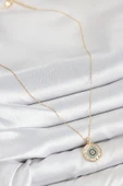 Pirinç Zirkon Taşlı Su Yolu Nazar Model Gold Renk Kadın Kolye - EBJ250802W37081 thumbnail 2