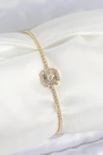 Pirinç Zirkon Taşlı Kare Model Gold Renk Kadın Bilekilk - EBJ250802W37124 thumbnail 1