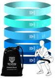 5 Farklı Direnç Çantalı Latex Pilates Aerobik Egzersiz Squat Lastiği Loop Bant Kapalı Uç Mavi Ton thumbnail 1