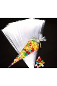 MORADES HAPPINESS Üçgen Konik Şeffaf Poşet Beze-şeker-kornet-marshmallow-külah Için Poşet 15 Adet - 2