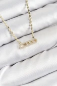 CEYLAN ADAM Pirinç Zirkon Taşlı Messika Model Ezme Zincir Gold Renk Kadın Kolye - 1