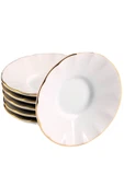 Porland 6 Kişilik Porselen Ergonomi Çay Tabağı - Inci Gold - 1