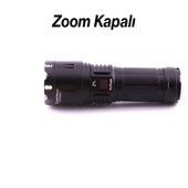 El Feneri 8000 Lümen 80W Zoomlu Uzun Menzil Şarjlı Powerbank Ledli Işık Lambası Su Geçirmez Kamp thumbnail 7