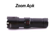 El Feneri 8000 Lümen 80W Zoomlu Uzun Menzil Şarjlı Powerbank Ledli Işık Lambası Su Geçirmez Kamp thumbnail 6