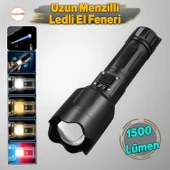 El Feneri 1500 Lümen Uzun Menzil Usb Şarjlı Powerbank Ledli Işık Kafa Lambası Su Geçirmez Kamp Led thumbnail 1