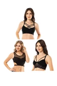 Kota 6 Adet Dantelli Çapraz İpli Tül Model Büstiyer thumbnail 1