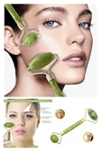 Profesyonel Jade Roler 2'Li Yeşim Taşı Cilt Bakım Taşı Gençleştirme Yüz Masaj Aleti A kalite thumbnail 1