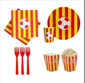 Taraftar Sarı Kırmızı 8 Tabak, 8 Bardak, 8 Mısır Kutusu, 10 Peçete, 10 Çatal thumbnail 1