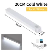 20 CM BEYAZ IŞIK HAREKET SENSÖRLÜ DOLAP İÇİ ÇALIŞMA MASASI MUTFAK TEZGAH ALTI USB LED IŞIK - 2