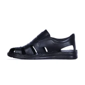 Ayakcenter 209 Sultan Siyah Deri Erkek Sandalet thumbnail 2