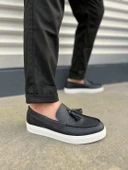 JET-153 Bloom Bağcıksız Püsküllü Cilt Erkek Günlük Spor Klasik Ayakkabı CBT - Siyah thumbnail 1