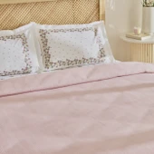 Karaca Home Roshell %100 Pamuk Çift Kişilik Pike Takımı Pudra thumbnail 5