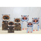 Ahşap 3'lü 50 Cm Baykuş Seti 3sutama-6 - 1