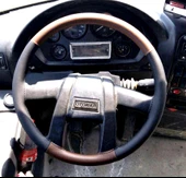 DİKİŞLİ DİREKSİYON KILIFI SİYAH DERİ KAHVE DERİ SİYAH DİKİŞLİ OTOKAR 2008 KASA İÇİN thumbnail 1