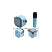 Karaoke Kablosuz Hoparlör Mikrofonlu Rgb Işıklı Bluetooth Speaker Tf Kart/usb Mavi - 3