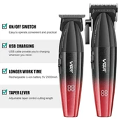 VGR V-640 Profesyonel Saç Kesme Makinesi – 9000 RPM, Paslanmaz Çelik, USB Şarjlı - 3