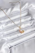 316L Çelik Gold Renk Hilal Kedi Model Zirkon Taşlı Detay Kadın Kolye - TJ-BKO8140 thumbnail 2