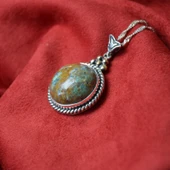 Dolunay Gümüş Çerçeve Zümrüt Kadın Kolye thumbnail 1