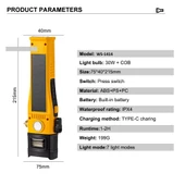 Wison Ws-1414 Cam Kıracaklı Dijital Göstergeli Mıknatıslı Şarjlı Acil Durum Tamirci Feneri - 2