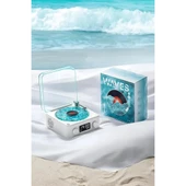 Waves Nostalji Plak Görünümlü Bluetooth Hoparlör 3d Ses Dalgası Retro Müzik Plak Mavi - 2
