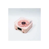 Waves Nostalji Plak Görünümlü Bluetooth Hoparlör 3d Ses Dalgası Retro Müzik Plak Pembe - 2