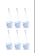 Omnipazar SO-SM02 Safir Makrome Askılı Balkon Saksı 3.4 lt Beyaz 6 Adet - 1