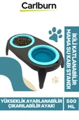 Premium Ayarlanabilir Yükseklik Kedi Köpek İkili Katlanabilir Evcil Hayvan Mama Su Kabı Standı 500Ml - 1