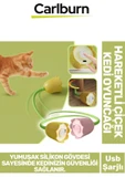 Özel Üretim Estetik Usb Şarjlı Uzun Saplı Yumuşak Silikon Gövde Hareketli Çiçek Kedi Oyuncağı - 1