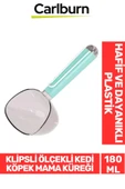 Özel Üretim Dayanıklı Şeffaf Başlıklı 180ml Kapasiteli Klipsli Ölçekli Kedi Köpek Mama Küreği - 1