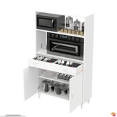 Modilayn VİO Fırın Dolabı (100x163,4x32.5 cm) Çekmeceli Kapaklı Mini/Midi Mikrodalga Mutfak Dolabı - 6