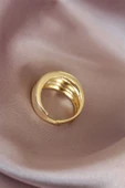 Metal Gold Renk Ayarlamalı Kadın Yüzük - 3