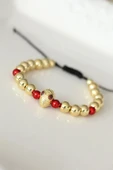 Kırmızı Gözlü Maske Figürlü Gold Renk Çelik Bileklik - 1