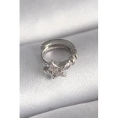 316L Çelik Gümüş Renk Zirkon Taşlı Yıldız Model Tragus Piercing - 1