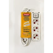 Amiral 3' Lü Topraklı Anahtarlı 5 Metre Kablolu Grup Priz - 1