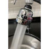 Krom 3 Fonksiyonlu Mutfak Lavabo Başlığı 360 Derece Döner Musluk Ucu - 1