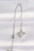 316L Çelik Zincir Gümüş Renk Zirkon Taşlı Kanatlı Kalp Kolye thumbnail 2