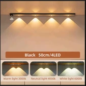 SİYAH RENK 4 LED 50 CM HAREKET SENSÖRLÜ LED IŞIK TEZGAH ALTI OFİS EV LED LAMBA thumbnail 3