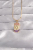 316L Çelik Gold Renk Karışık Mineli Ay Figür Tarot Kolye thumbnail 1