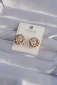 XUPİNG Rose Renk Oval Zirkon Taşlı Burgu Model Küpe thumbnail 1