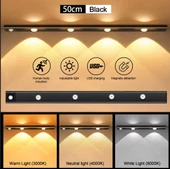 SİYAH RENK 4 LED 50 CM HAREKET SENSÖRLÜ LED IŞIK TEZGAH ALTI OFİS EV LED LAMBA thumbnail 2