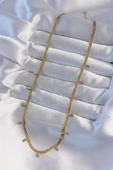 316L Çelik Gold Renk Baget Taşlı İtalyan Zincir Kolye thumbnail 2