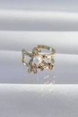 Pirinç Gold Renk İncili Ahtapot Earcuff Küpe - 1